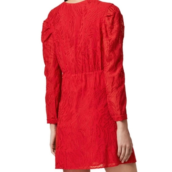NEW All Saints Size 0 Red Embroidered Rosi Ani Dress - Picture 3 of 11